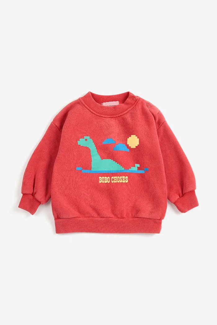 Bobo Choses Mikina detská bavlnená Lake Monster 226AB060 červená AW26