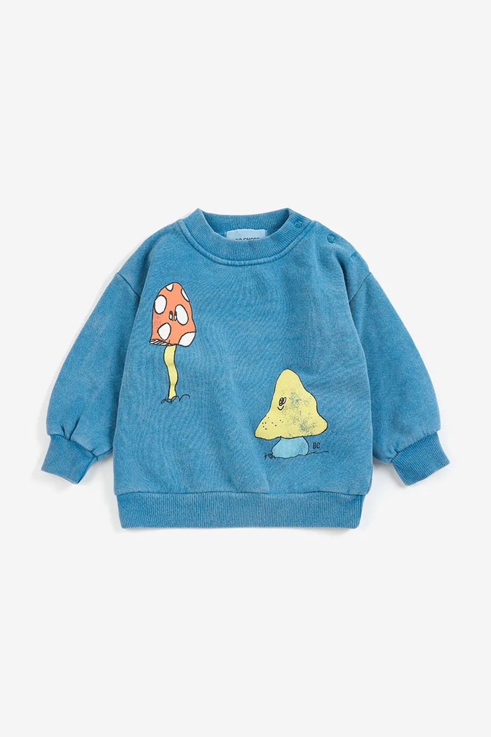 Bobo Choses Mikina detská bavlnená Mush Monster 226AB059 modrá AW26