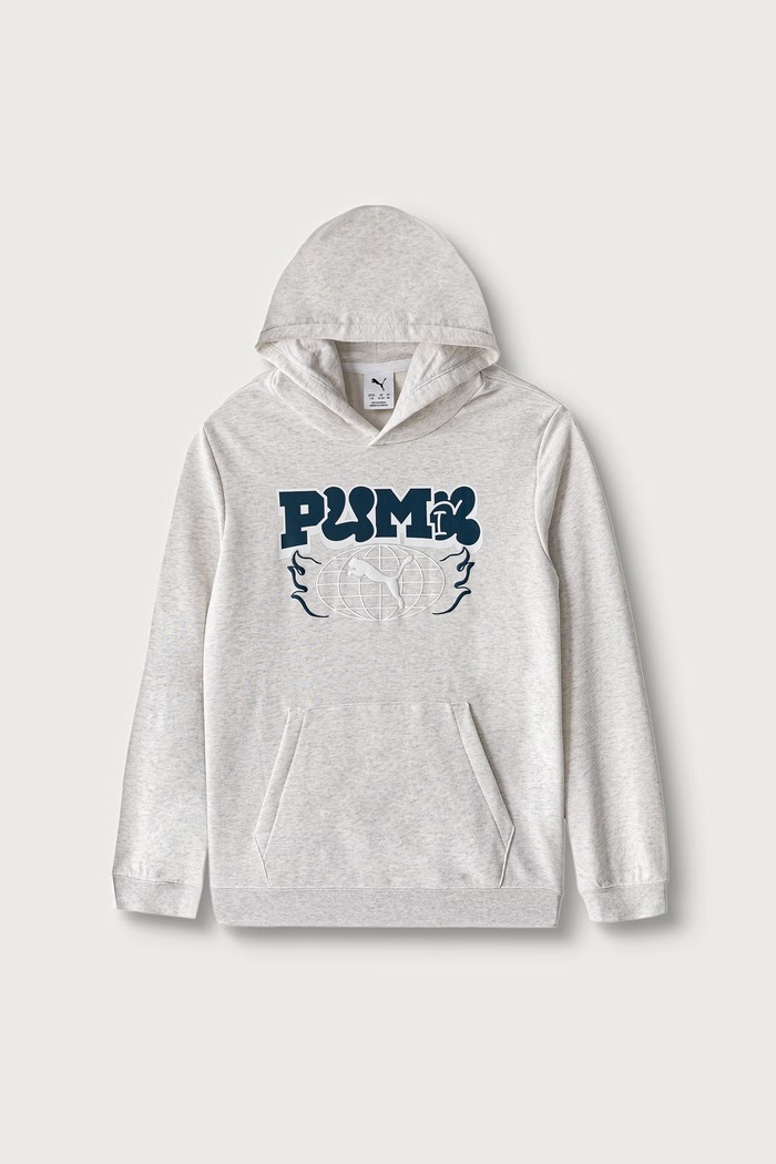 Puma Bluza z kapturem dziecięca z bawełną MID90s Hoodie szary 694664