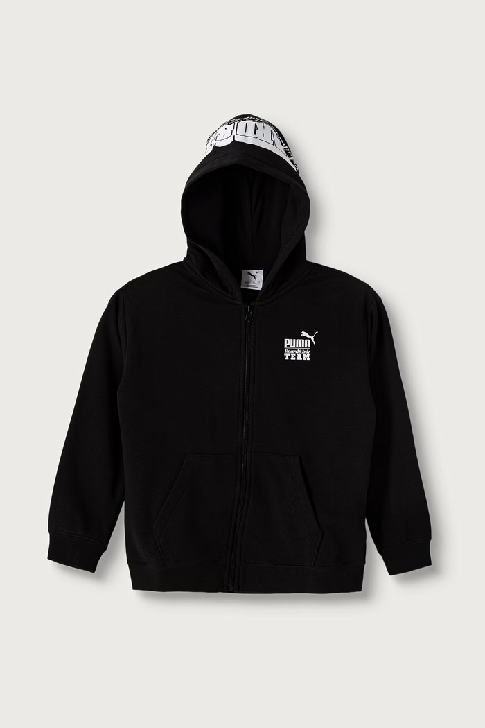 Puma bluza z kapturem dziecięca z bawełną Mid90s Relaxed Full-Zip Hoodie TR B czarny 694665
