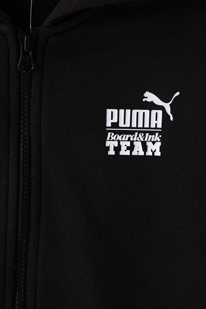 Chłopiec Puma bluza z kapturem dziecięca z bawełną Mid90s Relaxed Full-Zip Hoodie TR B 694665 czarny