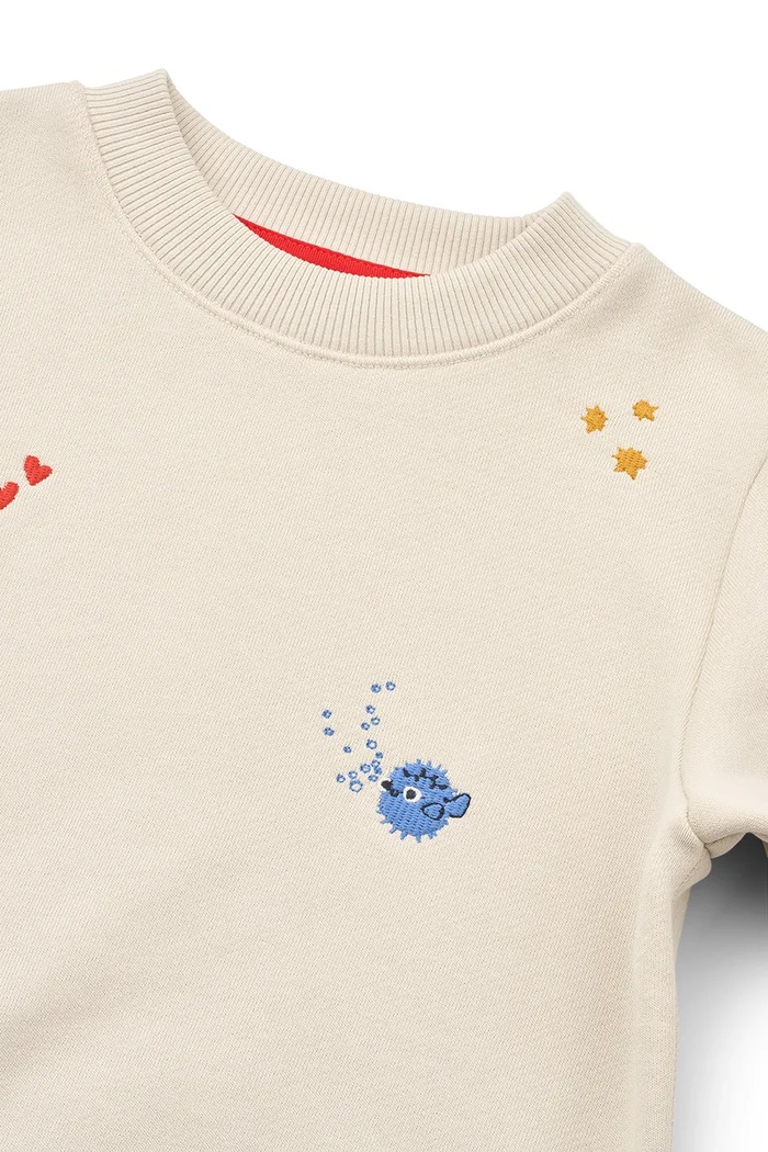 Chłopiec Liewood Bluza dziecięca bawełniana Ridley Embroidered Sweatshirt LW21166.9BY2 beżowy