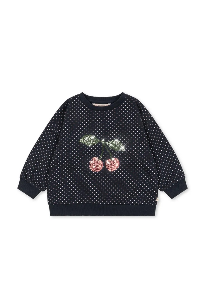 Konges Sløjd Bluza dziecięca z bawełną LOU DOT SEQUIN SWEAT SHIRT GOTS granatowy KS106113.9BY2