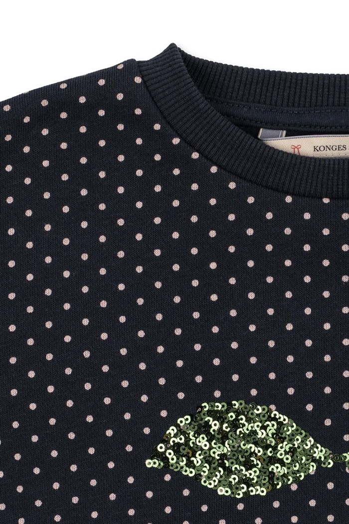 Chłopiec Konges Sløjd Bluza dziecięca z bawełną LOU DOT SEQUIN SWEAT SHIRT GOTS KS106113.9BY2 granatowy