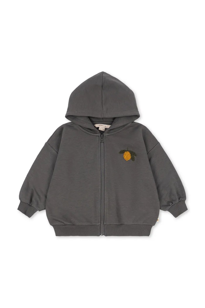 Konges Sløjd Mikina na zips s kapucňou detská s bavlnou LOU SWEAT ZIP HOOD GOTS sivá KS106108.9BY2