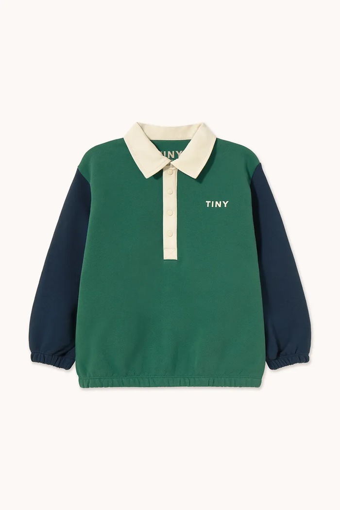 Tinycottons tričko s dlouhým rukávem dětské bavlněné COLOR BLOCK POLO SLEEVE TEE zelená AW26.473