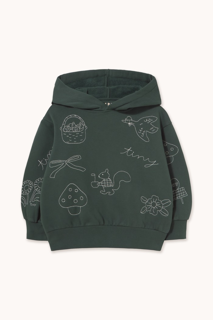 Tinycottons Bluza z kapturem dziecięca bawełniana TINY APPLES HOODIE zielony AW26.446