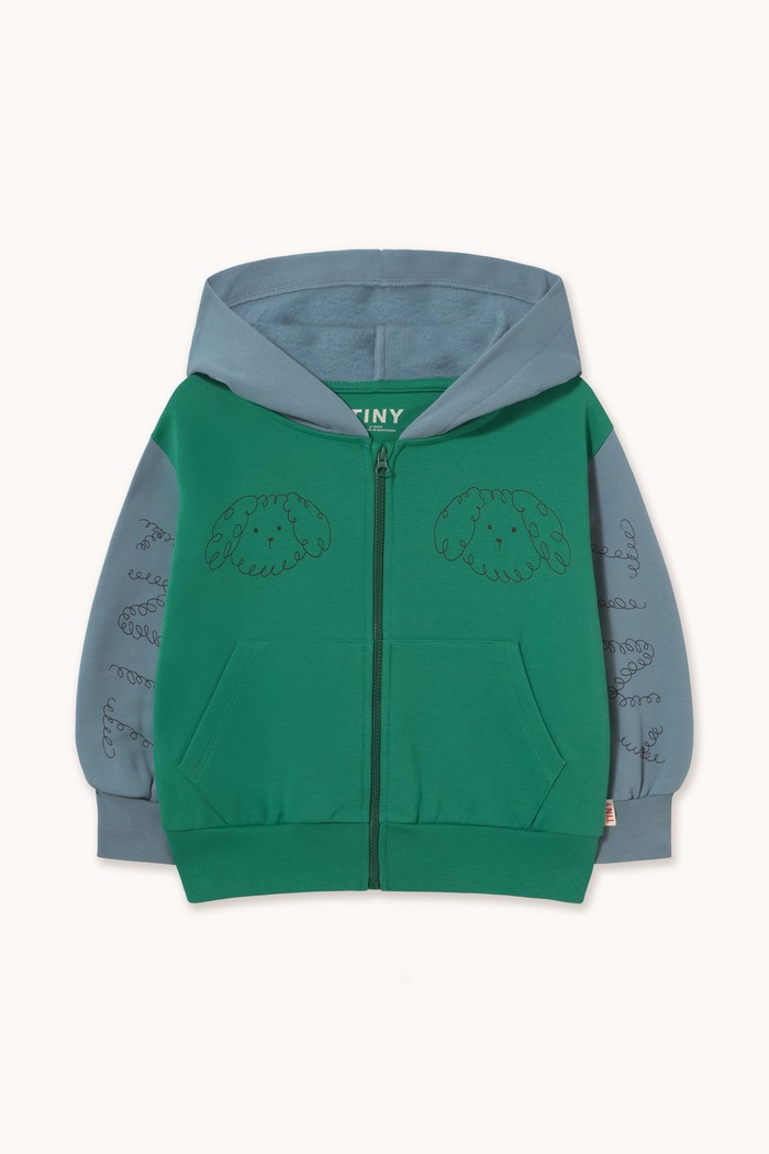 Tinycottons Bluza z kapturem dziecięca bawełniana CURLY DOG COLOR BLOCK HOODIE zielony AW26.443