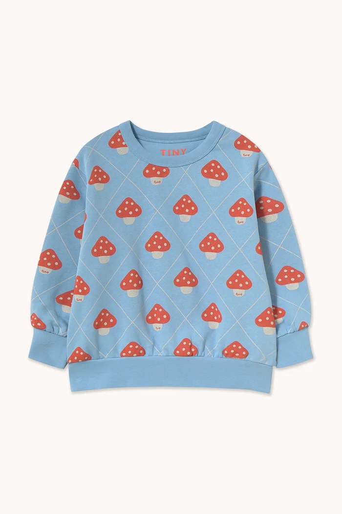 Tinycottons mikina dětská bavlněná MUSHROOMS SWEATSHIRT modrá AW26.335