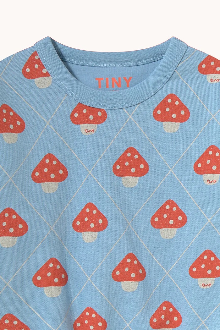 CHLAPEC Tinycottons mikina dětská bavlněná MUSHROOMS SWEATSHIRT AW26.335 modrá