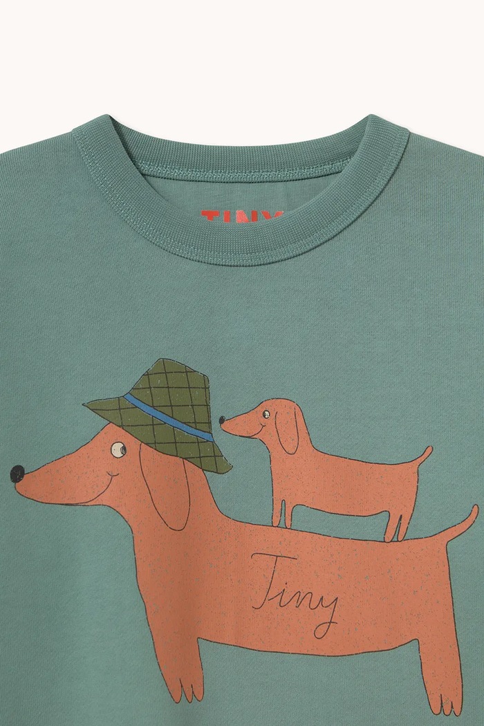 CHLAPEC Tinycottons mikina dětská bavlněná TWO DOGS GRAPHIC SWEATSHIRT AW26.438 tyrkysová