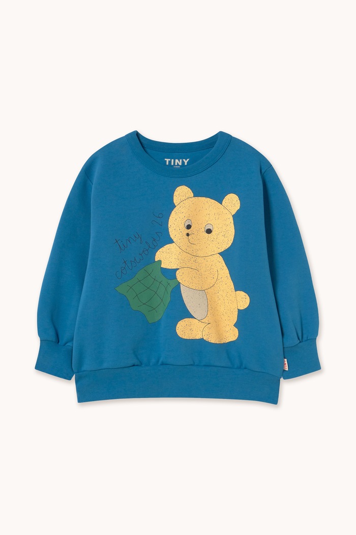 Tinycottons Bluza dziecięca bawełniana BEAR GRAPHIC SWEATSHIRT niebieski AW26.437