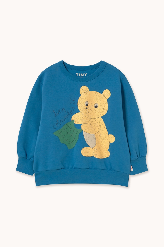 Tinycottons Bluza dziecięca bawełniana BEAR GRAPHIC SWEATSHIRT niebieski AW26.437