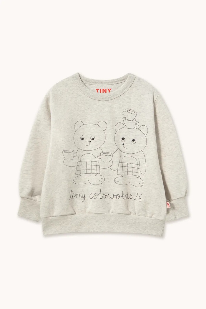 Tinycottons mikina dětská bavlněná TINY TEA ROOM GRAPHIC SWEATSHIRT bílá AW26.436
