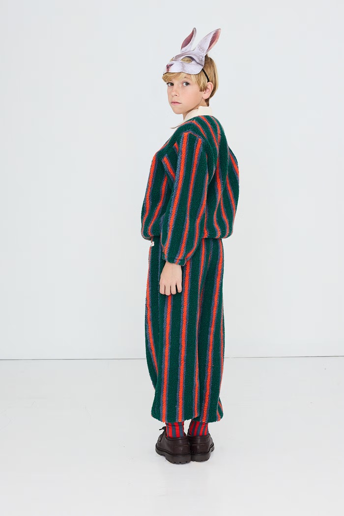 Tinycottons Bluza dziecięca MULTICOLOR STRIPES SHERPA COLLAR SHERPA COLLAR SWEATSHIRT zielony AW26.244
