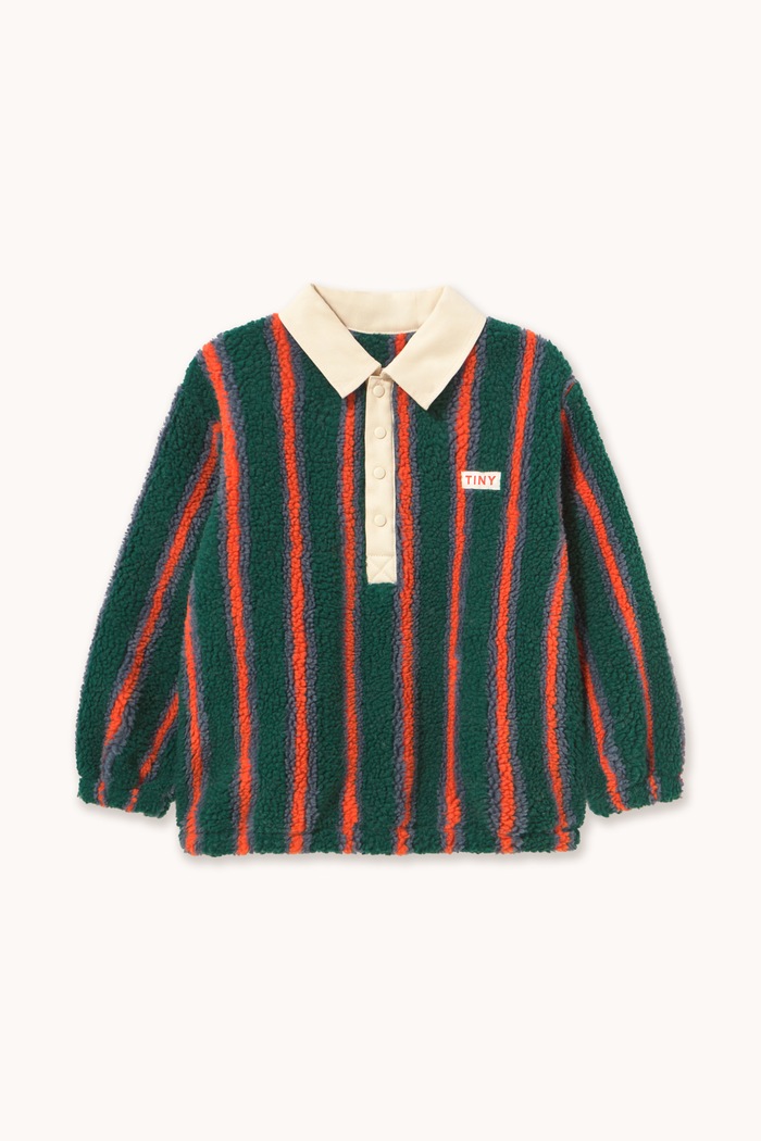 Tinycottons Bluza dziecięca MULTICOLOR STRIPES SHERPA COLLAR SHERPA COLLAR SWEATSHIRT AW26.244 zielony AW26