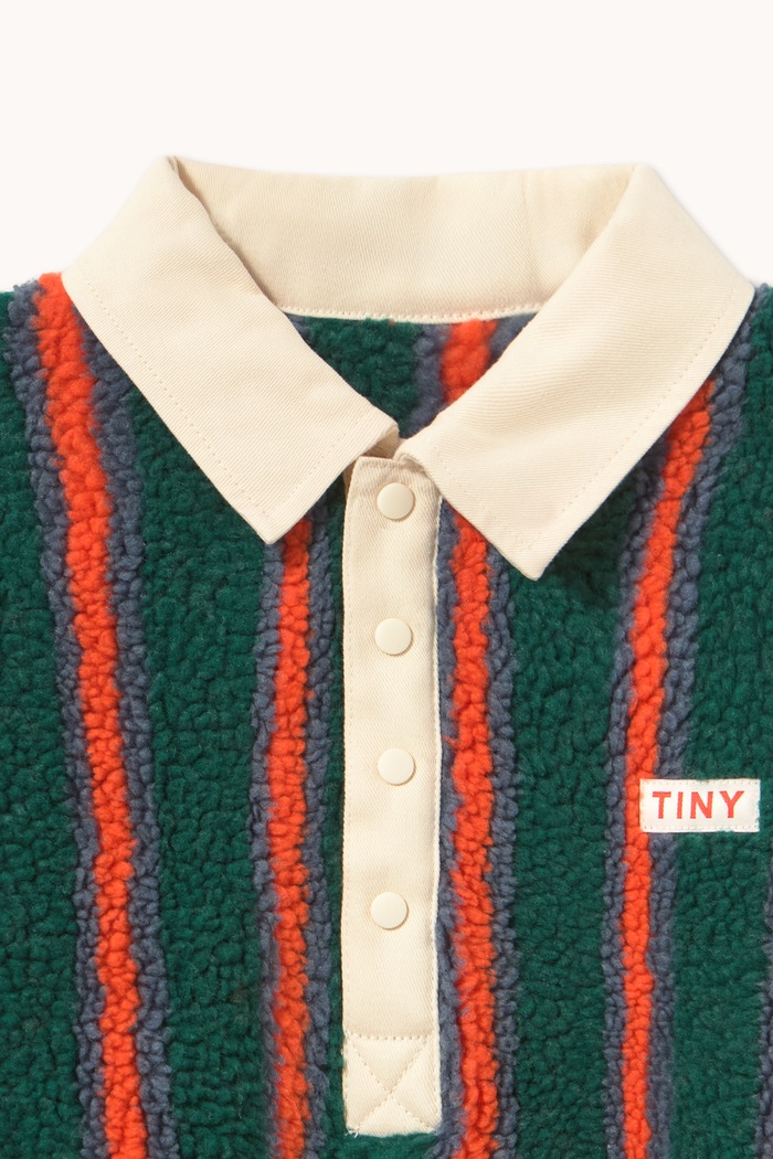 Bluza dziecięca MULTICOLOR STRIPES SHERPA COLLAR SHERPA COLLAR SWEATSHIRT Tinycottons AW26.244 zielony