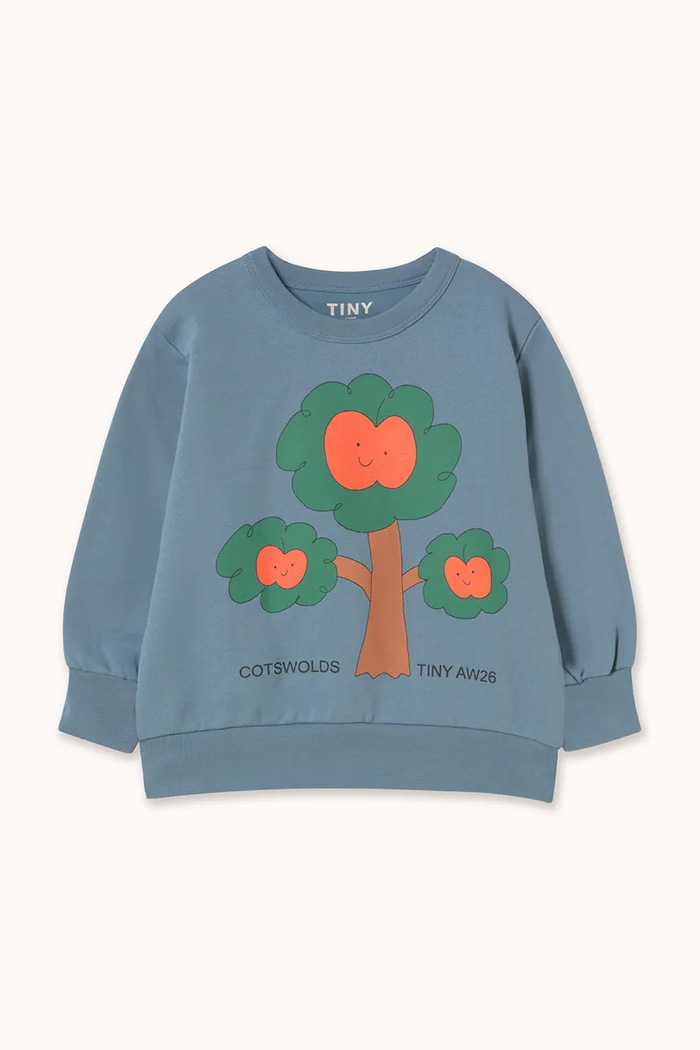Tinycottons mikina dětská bavlněná TREE GRAPHIC SWEATSHIRT modrá AW26.433