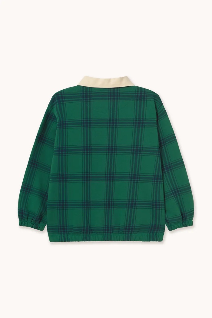 Tinycottons mikina dětská bavlněná GREEN CHECK POLO SWEATSHIRT AW26.326 zelená AW26