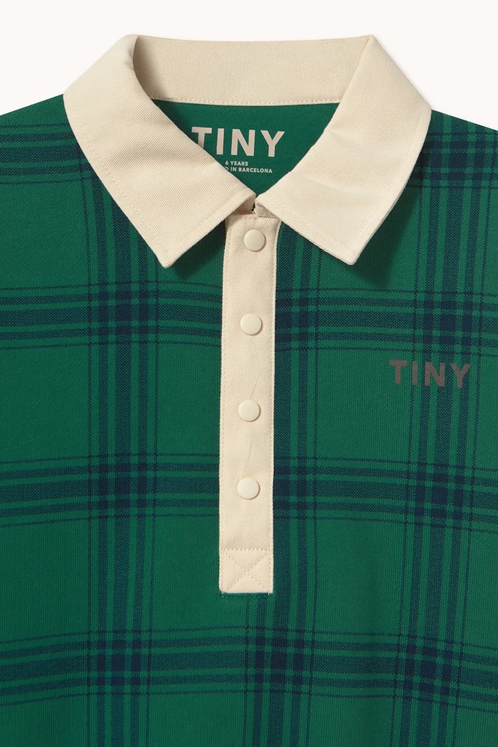 CHLAPEC Tinycottons mikina dětská bavlněná GREEN CHECK POLO SWEATSHIRT AW26.326 zelená