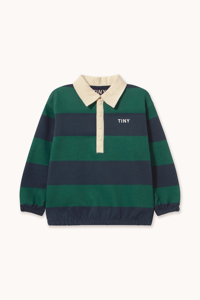 Tinycottons Bluza dziecięca bawełniana NAVY STRIPES POLO SWEATSHIRT AW26.462 zielony AW26