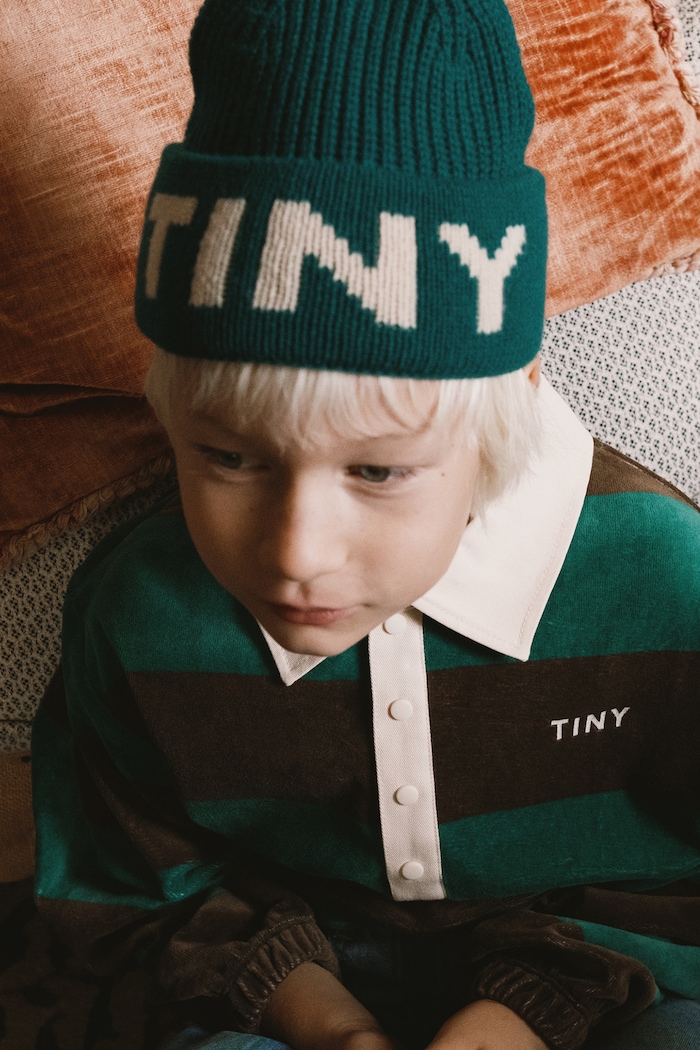 Bluza dziecięca bawełniana NAVY STRIPES POLO SWEATSHIRT Tinycottons zielony AW26.462