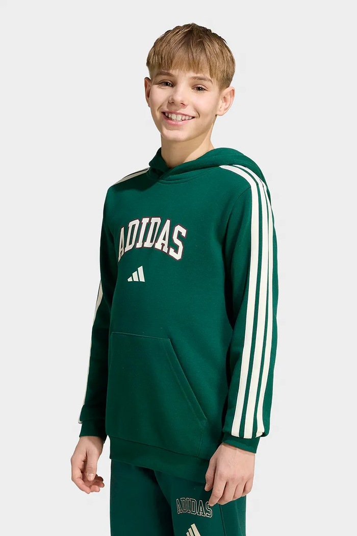 adidas bluza z kapturem dziecięca z bawełną zielony KE1636