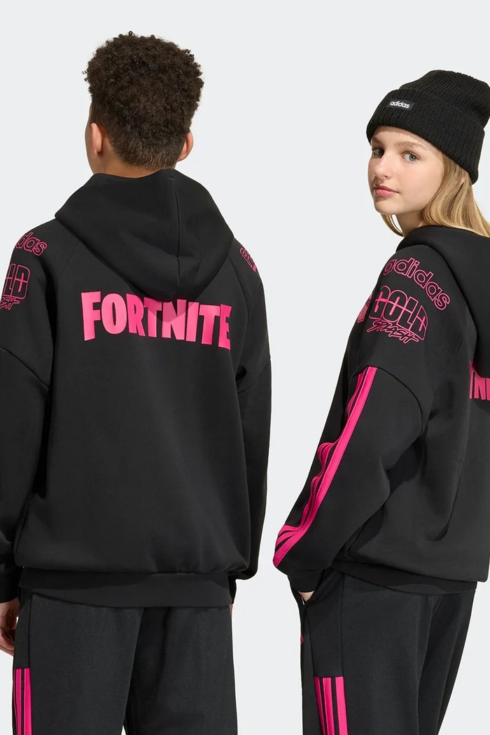 Chłopiec adidas bluza z kapturem dziecięca z bawełną FORTNITE KR1750 czarny