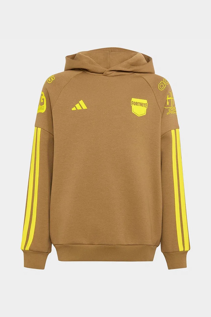 adidas bluza z kapturem dziecięca z bawełną FORTNITE KR1751 brązowy AW26