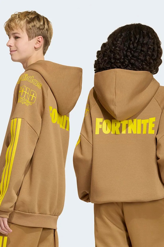 Chłopiec adidas bluza z kapturem dziecięca z bawełną FORTNITE KR1751 brązowy