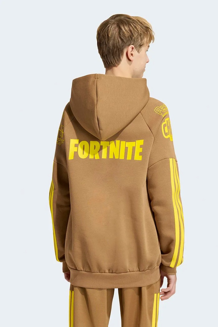 adidas bluza z kapturem dziecięca z bawełną FORTNITE KR1751 brązowy