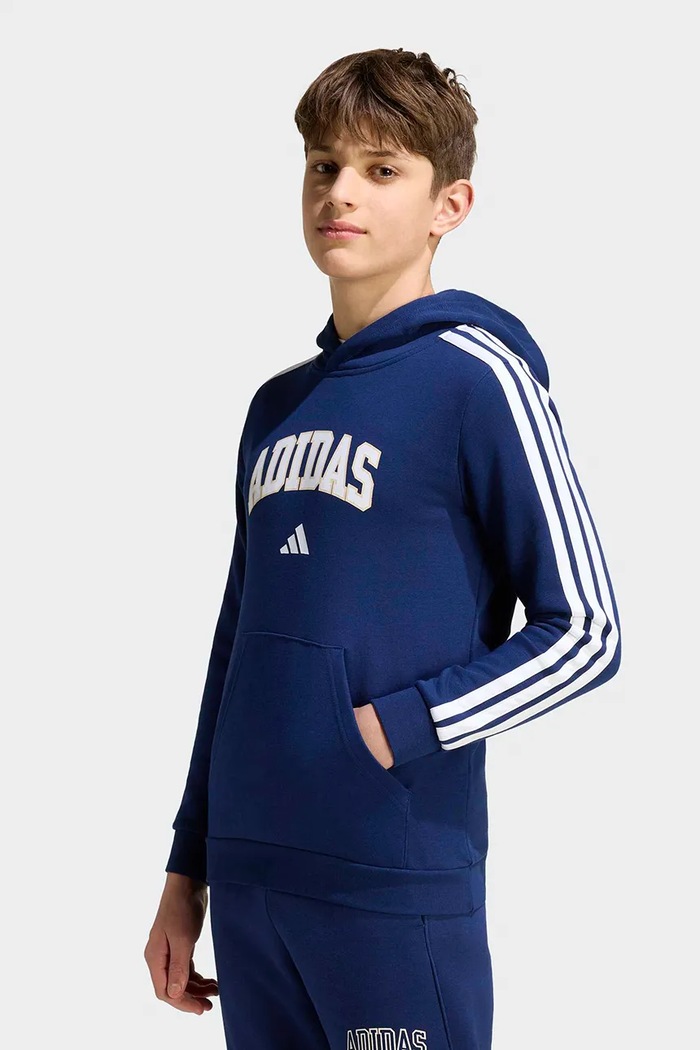 adidas bluza z kapturem dziecięca z bawełną niebieski KE1634
