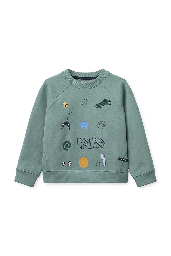 Liewood bluza dziecięca bawełniana Orson Sweatshirt LW20900.9BY2 zielony AW26