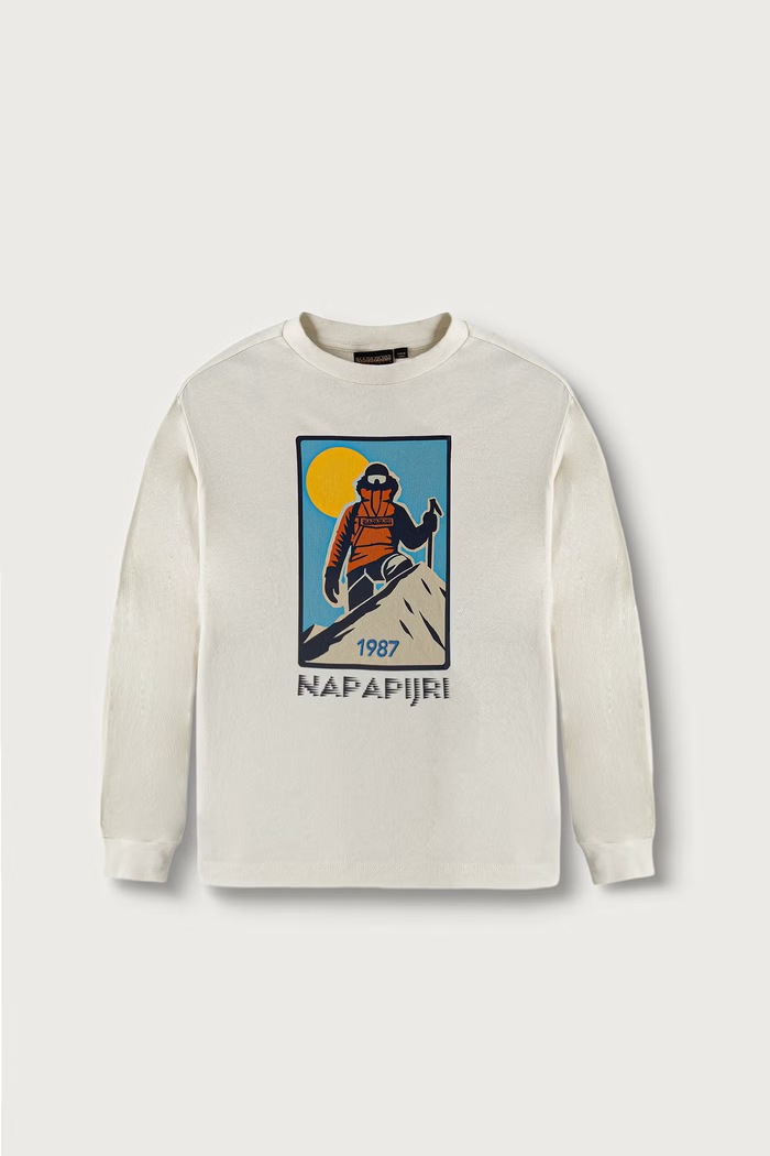 Napapijri Longsleeve dziecięcy bawełniany S-ELLIS LS beżowy NP0A8BJKN1A1.134.172