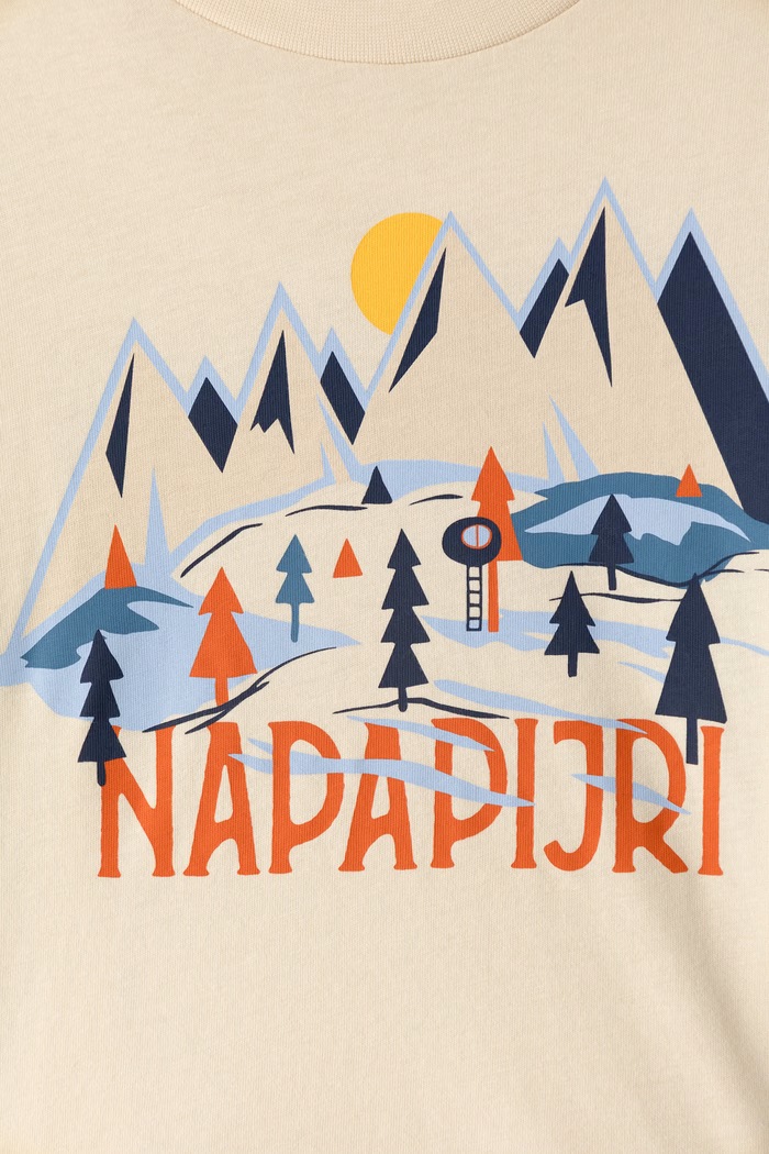 Chłopiec Napapijri Longsleeve dziecięcy bawełniany S-ELLIS LS NP0A8BJKN5E1.122.128 beżowy