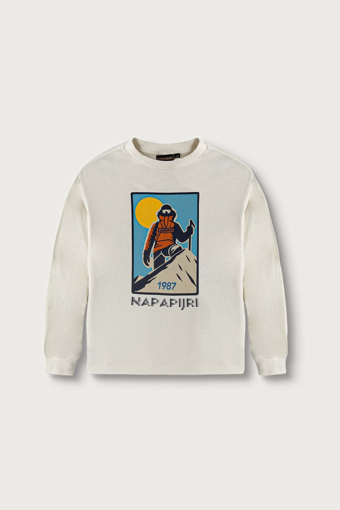 Napapijri Longsleeve dziecięcy bawełniany S-ELLIS LS beżowy NP0A8BJKN1A1.122.128