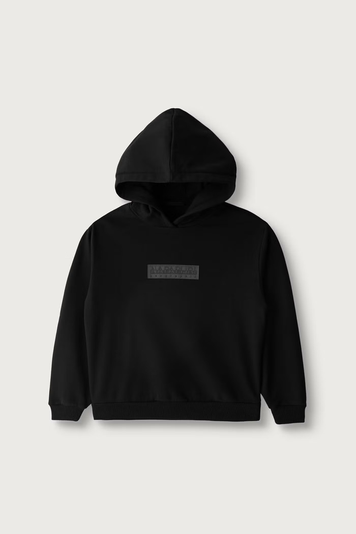 Napapijri Bluza z kapturem dziecięca z bawełną B-NEW BOX LOGO H W NP0A8BA99411.122.128 czarny AW26