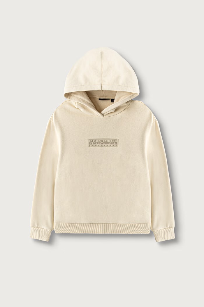 Napapijri Bluza z kapturem dziecięca z bawełną B-NEW BOX LOGO H W beżowy NP0A8BA9N5E1.122.128