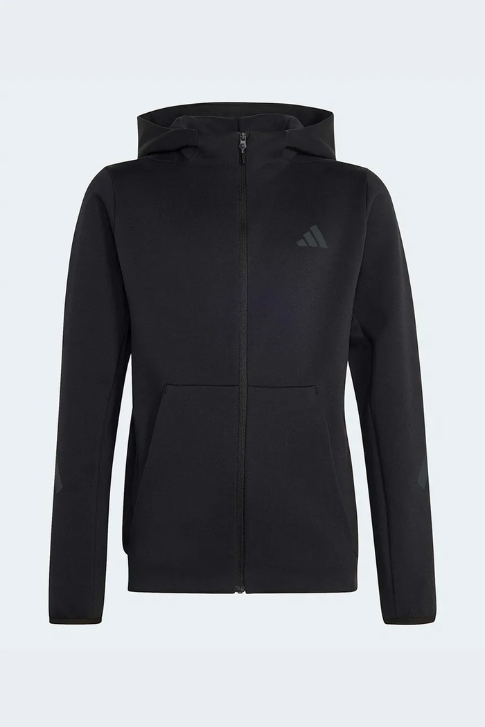 adidas Dukserica na zakopčavanje za djecu s pamukom crna KR6639