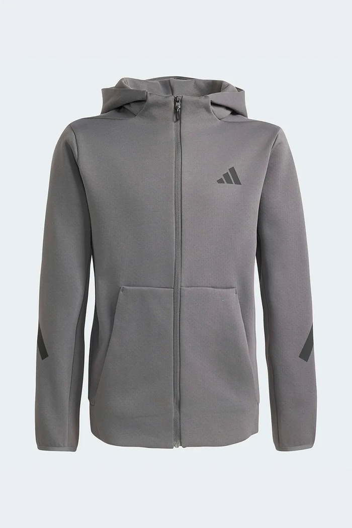 adidas Mikina na zips s kapucňou detská sivá KY6295