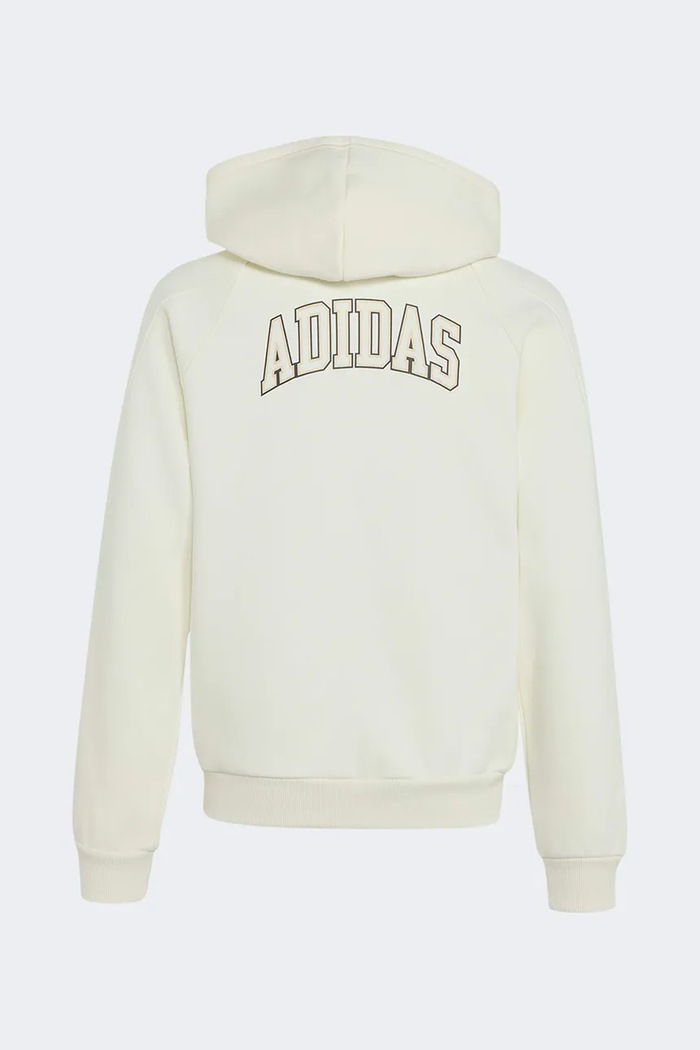 adidas mikina na zips s kapucňou detská s bavlnou KS5141 béžová AW26