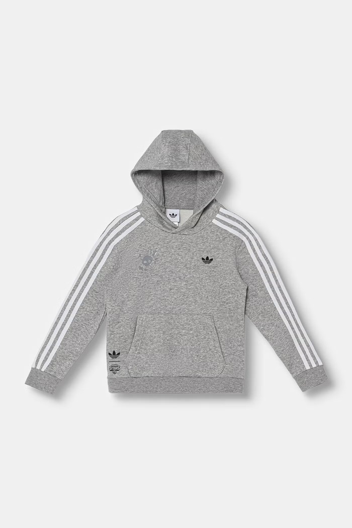 adidas Originals bluza z kapturem dziecięca z bawełną szary KW0649