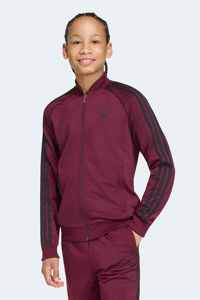 adidas Originals кофта, яка розстібається дитяча бордо IA2228