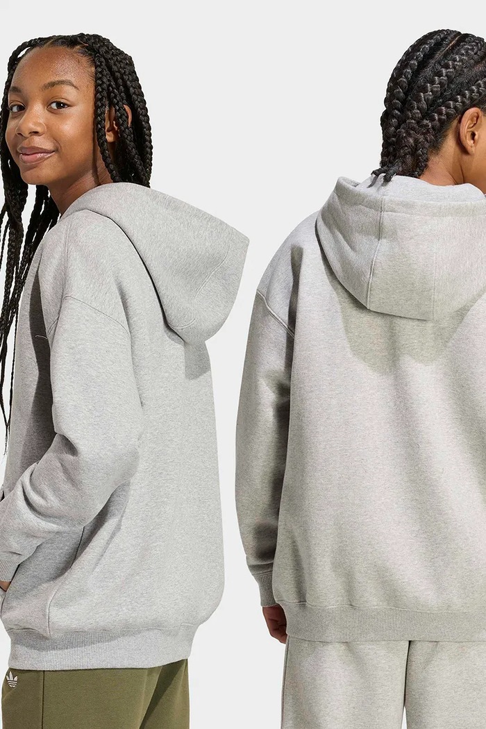 Chłopiec adidas Originals bluza rozpinana z kapturem dziecięca z bawełną KQ8437 szary