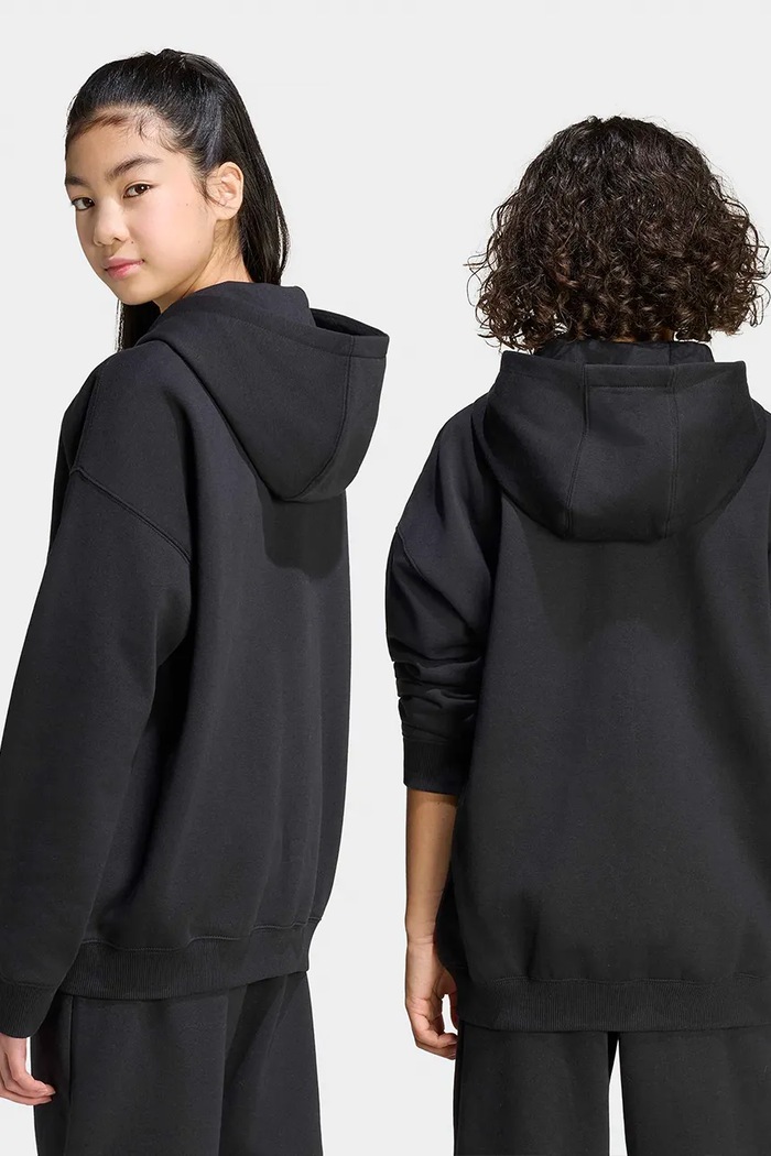 Κοριτσίστικα adidas Originals μπλούζα με κουκούλα και κουμπιά παιδική με βαμβάκι KQ8436 μαύρο