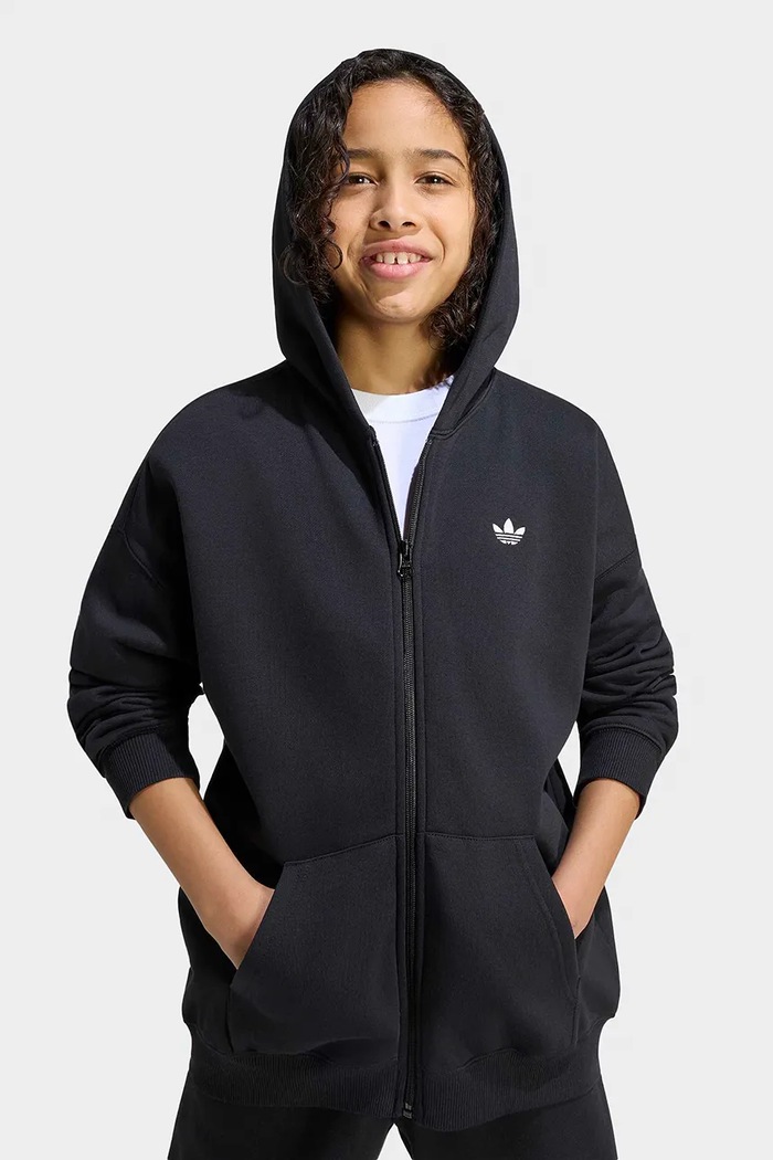 adidas Originals μπλούζα με κουκούλα και κουμπιά παιδική με βαμβάκι KQ8436