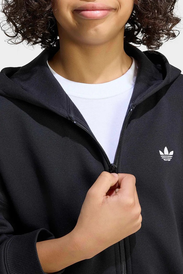 adidas Originals μπλούζα με κουκούλα και κουμπιά παιδική με βαμβάκι KQ8436