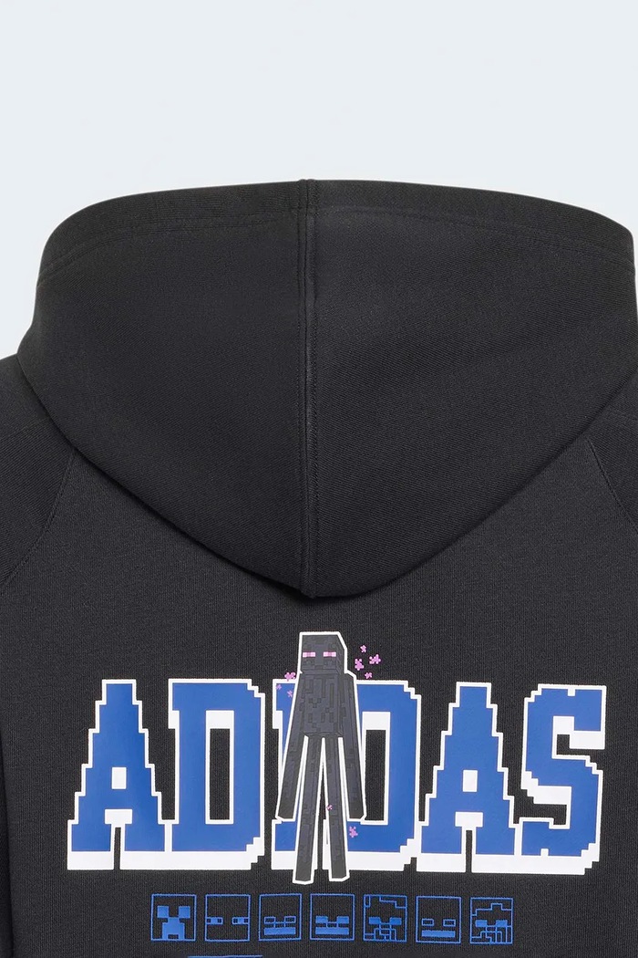 Deklice adidas pulover s kapuco otroški z bombažem MINECRAFT KH3192 črna
