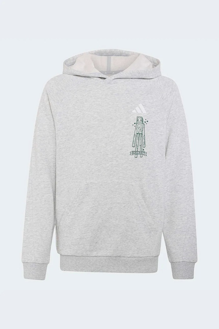 adidas bluza z kapturem dziecięca z bawełną MINECRAFT szary KS9031