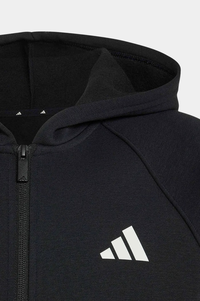 adidas μπλούζα με κουκούλα και κουμπιά παιδική με βαμβάκι μαύρο KS5138